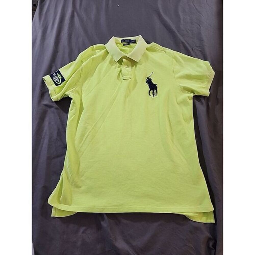 Polo Ralph Lauren big pony logo Custom Fit‎ yellow rugby us open 2013 Sz XL